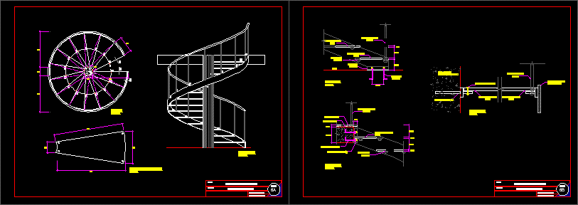 Planos de 6.escalera helicoidal, en Detalles constructivos – Escaleras