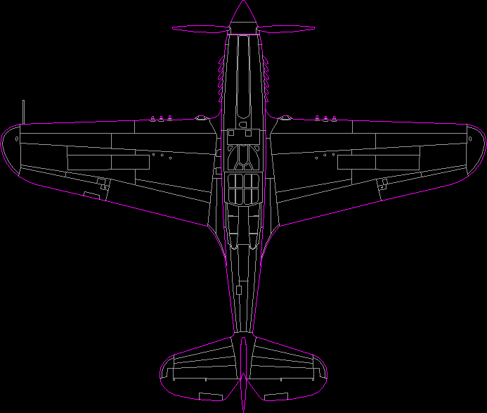 Planos de Aeronave – curtiss p40 2d plan, en Aeronaves en 2d – Medios de transporte