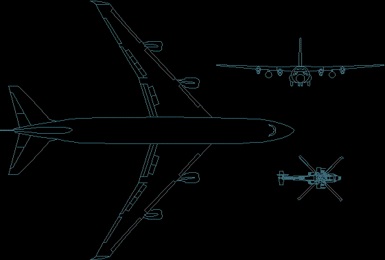 Planos de Aeroplano y helicoptero, en Aeronaves en 2d – Medios de transporte