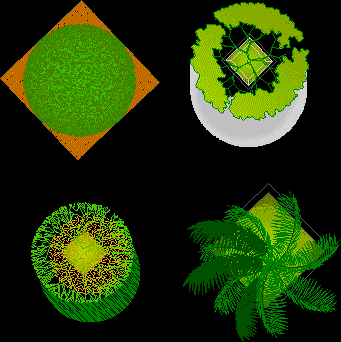 Planos de Arboles texturizados, en Arbustos en alzado – Arboles y plantas