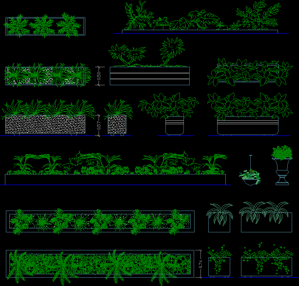 Planos de Arbustos elevacion – elevación, en Arbustos en alzado – Arboles y plantas