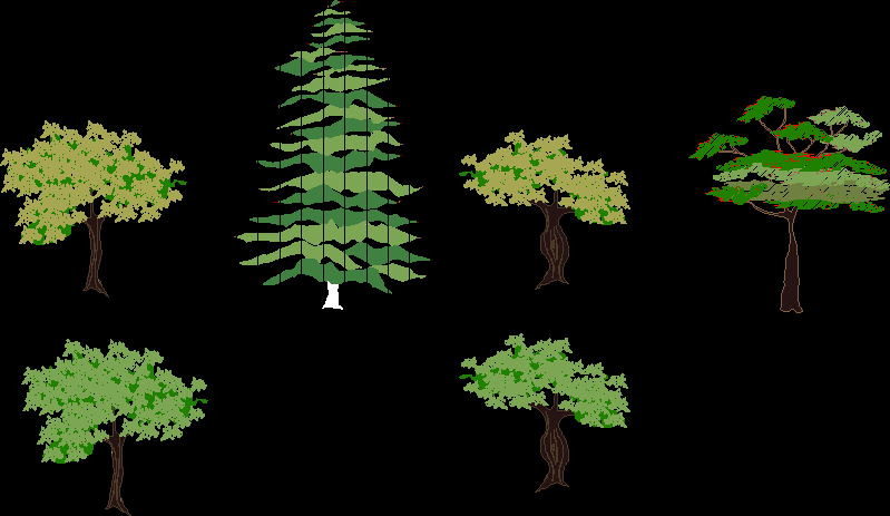 Planos de Arvores em planta baixa – arboles en alzado, en Arbustos en alzado – Arboles y plantas