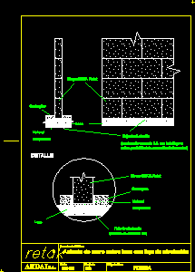 Planos de Asiento de muro de blocks de concreto sobre losa con faja de nivelación, en Muros de blocks de concreto – Detalles constructivos