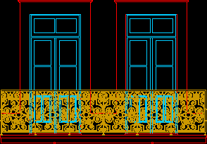 Planos de Balcon con baranda de hierro forjado, en Balcones – Aberturas