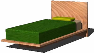 Planos de Cama individual 3d, en Dormitorios – Muebles equipamiento