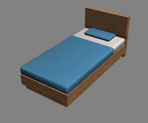 Cama individual 3d, en Dormitorios – Muebles equipamiento