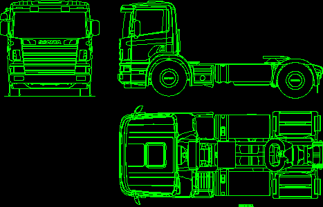 Planos de Camión scania cabeza tractora – 3 vistas, en Camiones – Medios de transporte