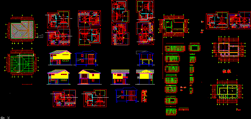 Planos de Casa: planos de estructura; detalle tabiques; corte escantillon, en Madera – técnica tradicional – Sistemas constructivos