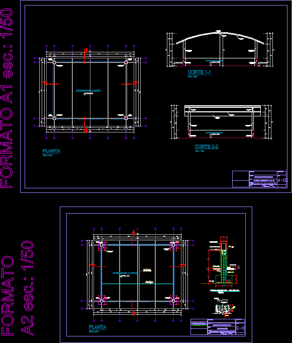Planos de Comedor – sistema constructivo metálico, en Cubiertas de acero y vidrio – Sistemas constructivos