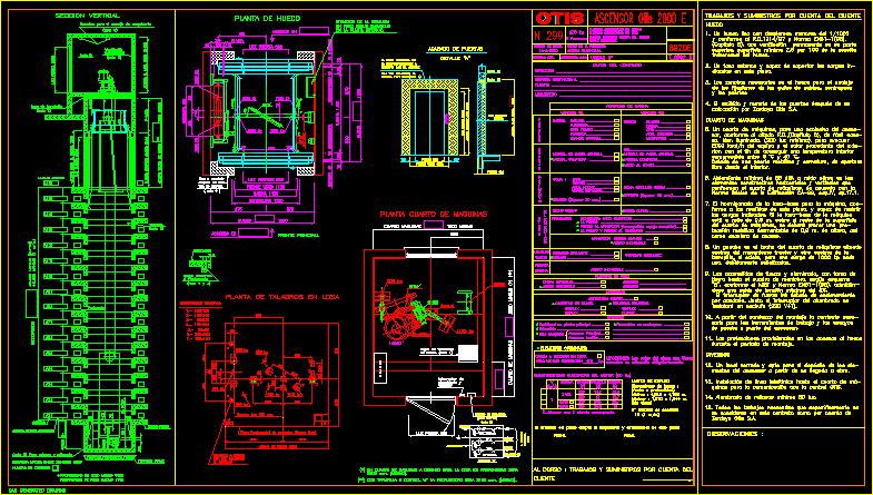 Planos de Detalle de ascensor – otis, en Sistemas de elevación – Instalaciones