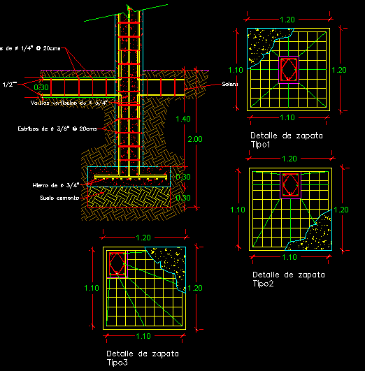 imagen Detalle de columna estructural de concreto, en Cimentaciones - Detalles constructivos