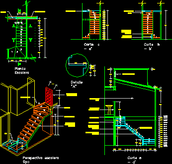Planos de Detalle escalera, en Detalles constructivos – Escaleras