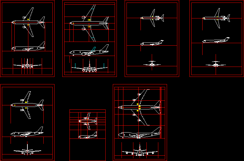 Planos de Dibujo de aeronaves, en Aeronaves en 2d – Medios de transporte