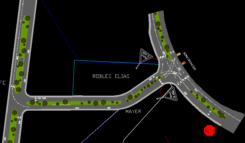 Planos de Entronque en curva, en Carreteras caminos y calles – Obras viales – diques