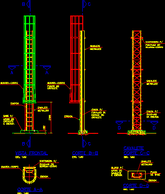 Planos de Escada marinheiro – detalles de encofrados, en Encofrados deslizantes – Detalles constructivos