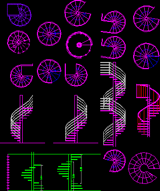 Planos de Escalera caracol, en Proyectos de escaleras 2d – Escaleras