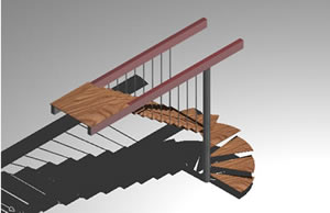 imagen Escalera con tensores en 3d, en Modelos de escaleras 3d - Escaleras