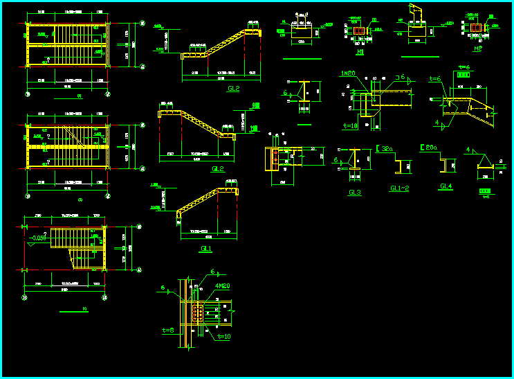 Planos de Escalera de acero, en Proyectos de escaleras 2d – Escaleras