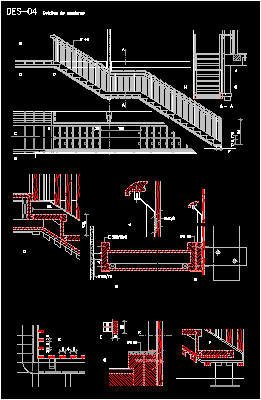Planos de Escalera de un tramo, en Proyectos de escaleras 2d – Escaleras
