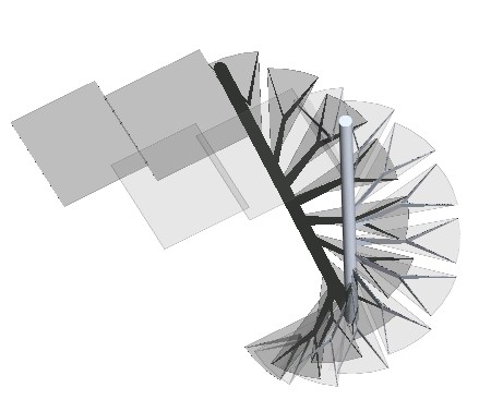 Planos de Escalera helicoidal en vidrio y metal 3d, en Modelos de escaleras 3d – Escaleras
