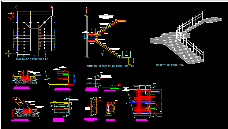 Planos de Escalera u, en Proyectos de escaleras 2d – Escaleras