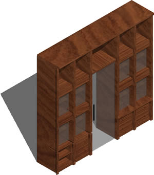 Planos de Estanteria de madera 3d con materiales aplicados, en Estanterías y modulares – Muebles equipamiento