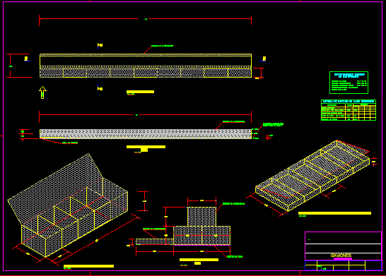 Planos de Gaviones – muro de contencion, en Consolidación de suelos – cimentación – Obras viales – diques
