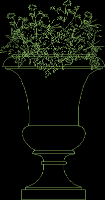 Planos de Jarrón con flores, en Arbustos en alzado – Arboles y plantas