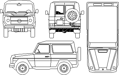 Planos de Jeep, en Automóviles en 2d 4 vistas – Medios de transporte