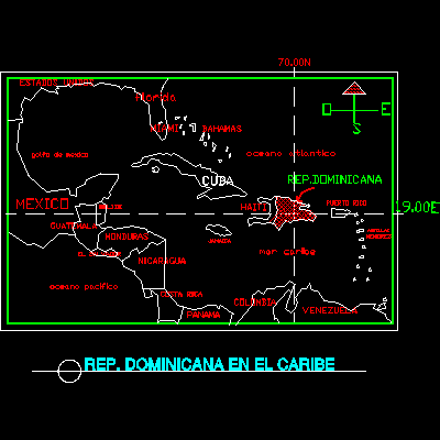 Planos de Localizacion del rep dominica en el caribe, en República dominicana – Diseño urbano