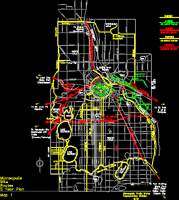 Planos de Mapa de minneapolis u.s.a., en Estados unidos – Diseño urbano