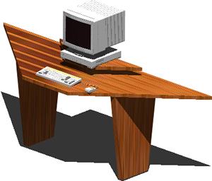 Planos de Meson de computador 3d con materiales aplicados, en Escritorios – Muebles equipamiento