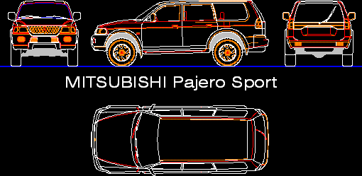 Planos de Mitsubishi pajero sport, en Automóviles 2d – bloques listos para insertar – Medios de transporte