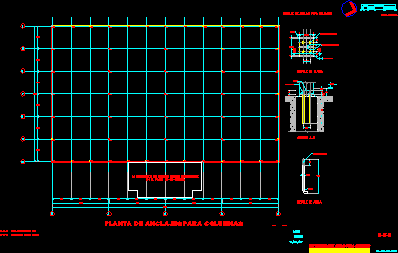 Planos de Nave industrial 001 – ubicacion de anclaje de columnas, en Galpones – Proyectos
