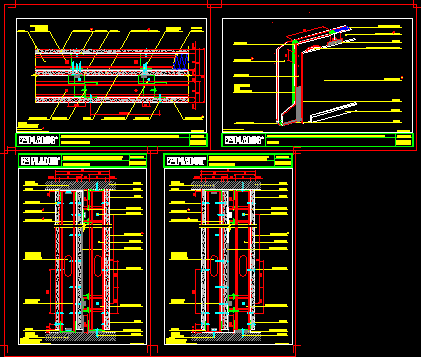 Planos de Placas de yeso – pladur-tabiques para protecciones radiológicas – secciones en horizontal y vertical – cinco archivos, en Tabiquería de yeso pladur – durlock o similar – Sistemas constructivos