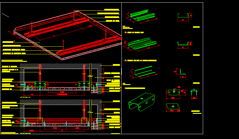 Planos de Placas de yeso – pladur- techos pladur t-47 cuatro archivos, en Tabiquería de yeso pladur – durlock o similar – Sistemas constructivos