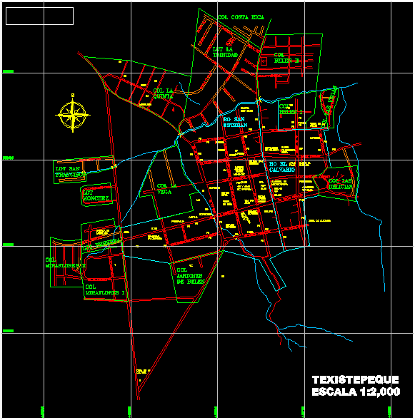 imagen Planimetria de la ciudad de texistepeque ; santa ana ; el salvador, en El salvador - Diseño urbano