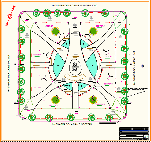 Planos de Plaza de armas de ica, en Pérgolas fuentes y elementos decorativos – Parques paseos y jardines