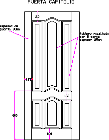 imagen Puerta de madera en alzado, en Puertas - Aberturas
