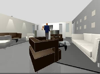 Recepcion moderna 3d, en Oficinas y laboratorios – Muebles equipamiento