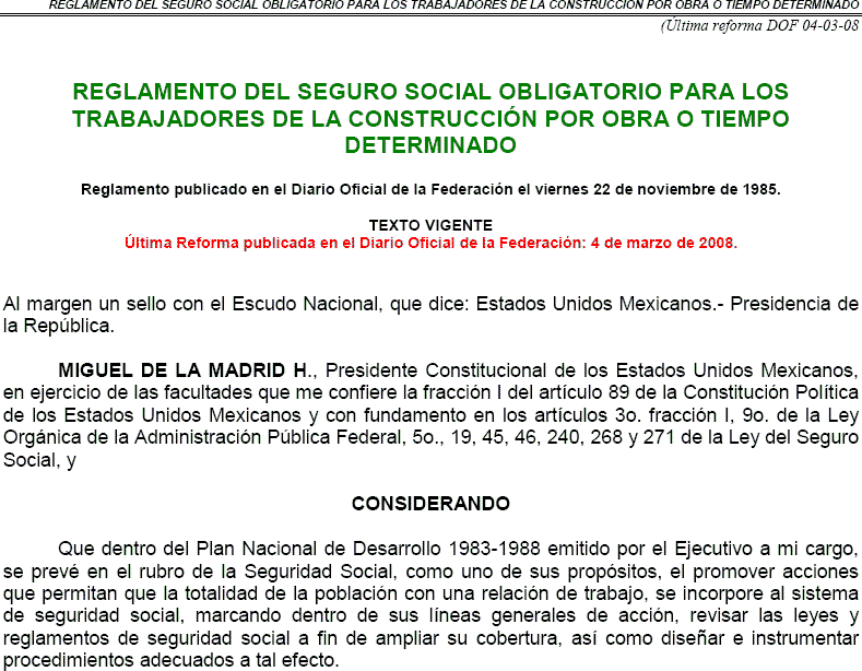 Reglamento del imss, en México – distrito federal – Normas de edificación