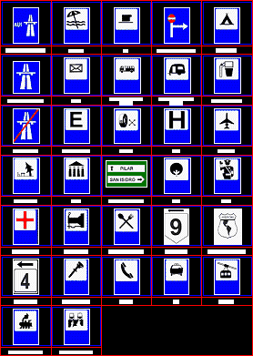 Planos de Señales de transito de informacion, en Señales cartelería – Símbolos