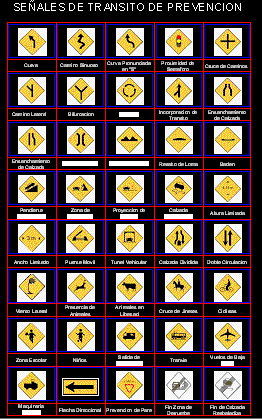 imagen Señales de transito de prevencion, en Señales cartelería - Símbolos