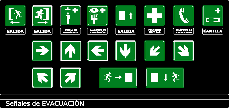 Planos de Señales evacuación de edificios, en Señaletica – Obradores