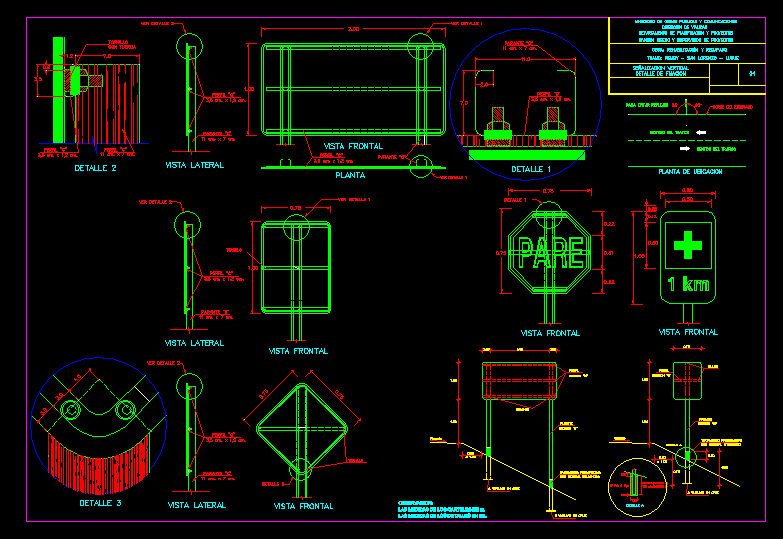 Planos de Senalizacion vertical. detalle de fijacion, en Señales cartelería – Símbolos
