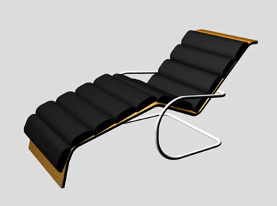 Sillón reposera 3d con materiales aplicados, en Sillones 3d – Muebles equipamiento