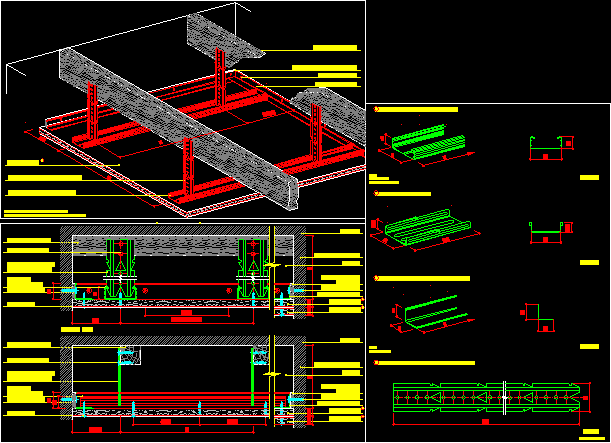 Planos de Techos pladur t-47 con horquilla plana tipo f, en TabiquerÃ­a de yeso pladur – durlock o similar – Sistemas constructivos