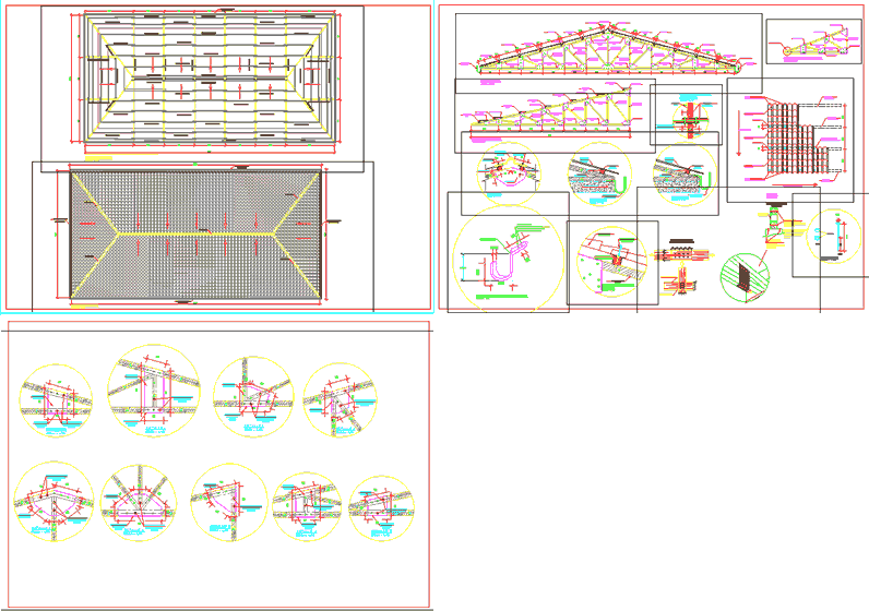 Planos de Techos y tijerales, en Cubiertas – estructuras – Detalles constructivos