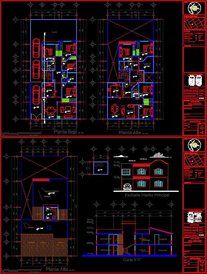 imagen Planos de Ampliación casa habitación en DWG AUTOCAD, Vivienda unifamiliar - Proyectos