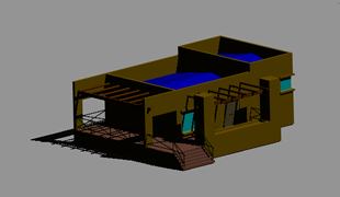 imagen Planos de Cabaña 3d en DWG AUTOCAD, Vivienda unifamiliar 3d - Proyectos